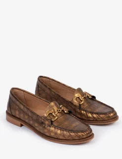 Penelope Chilvers Ayr Metallic Croc Loafer