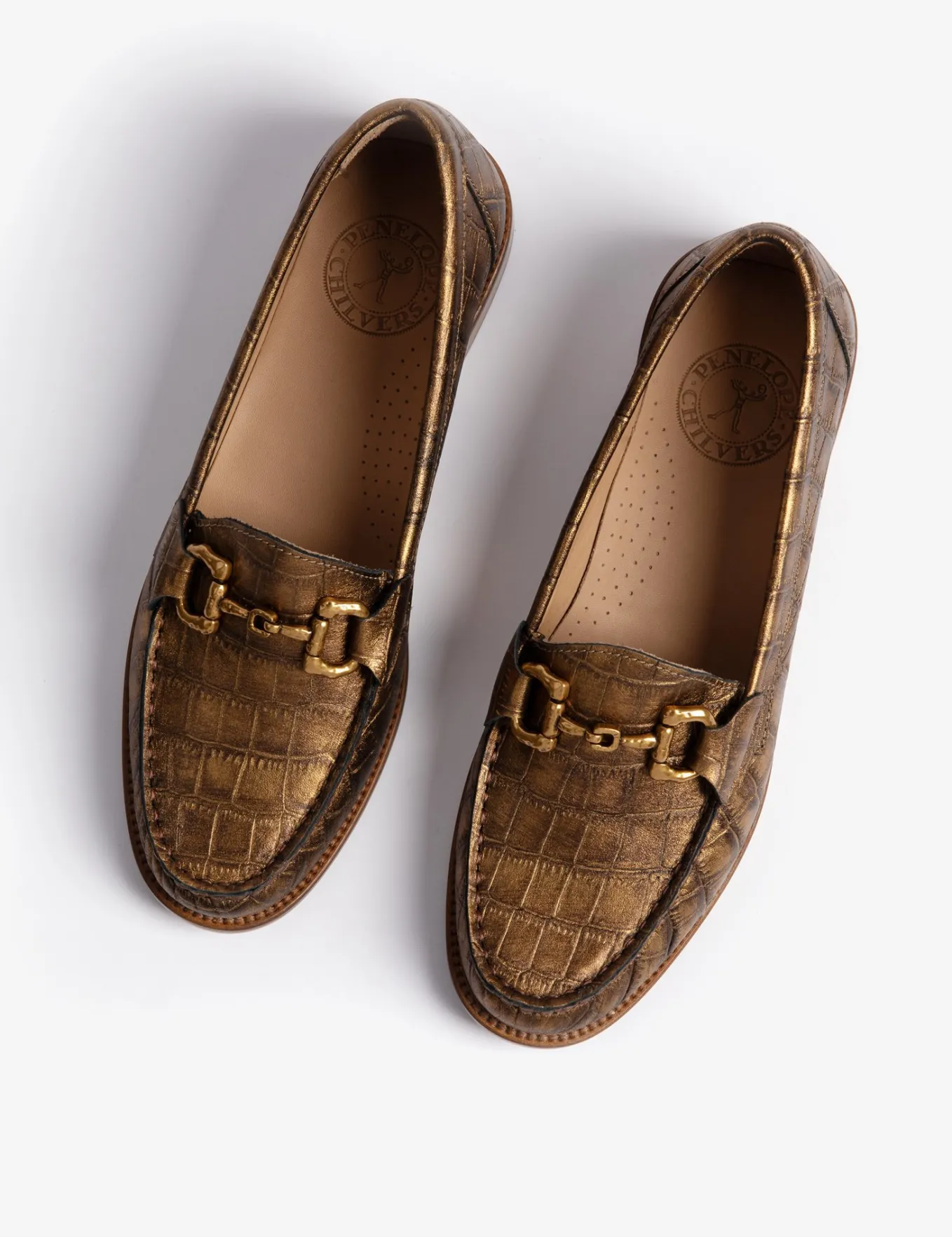 Penelope Chilvers Ayr Metallic Croc Loafer