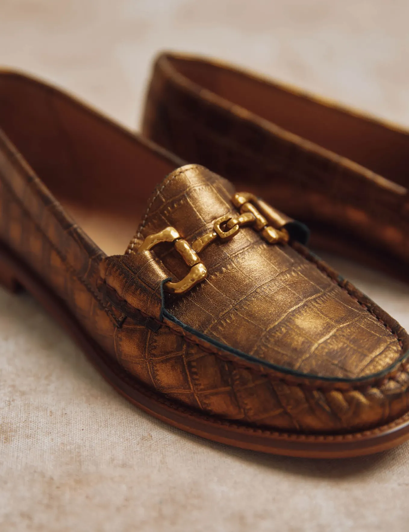Penelope Chilvers Ayr Metallic Croc Loafer