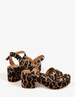 Penelope Chilvers Azalea Leopard Velvet Sandal