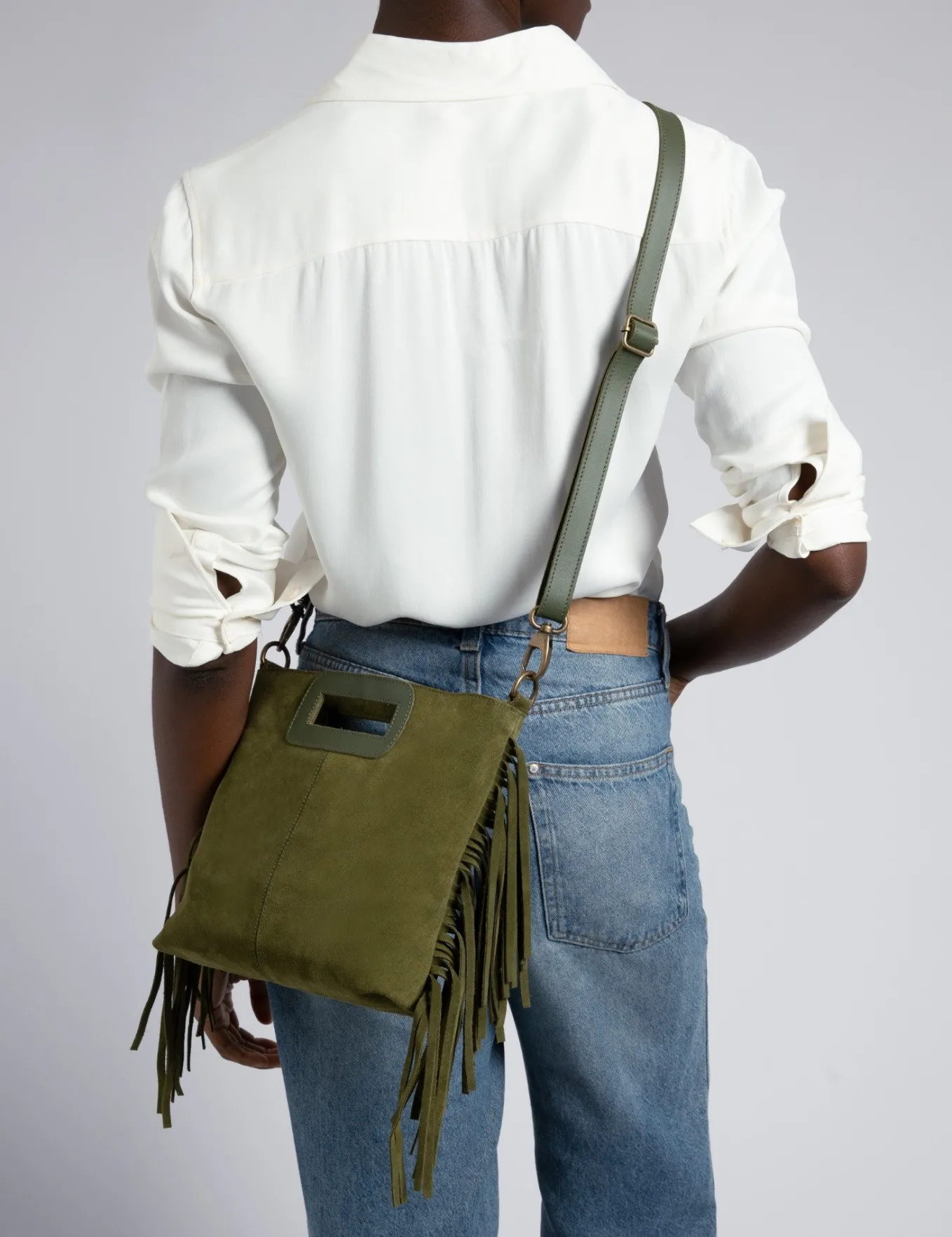 Penelope Chilvers Fringe Handy Suede Bag