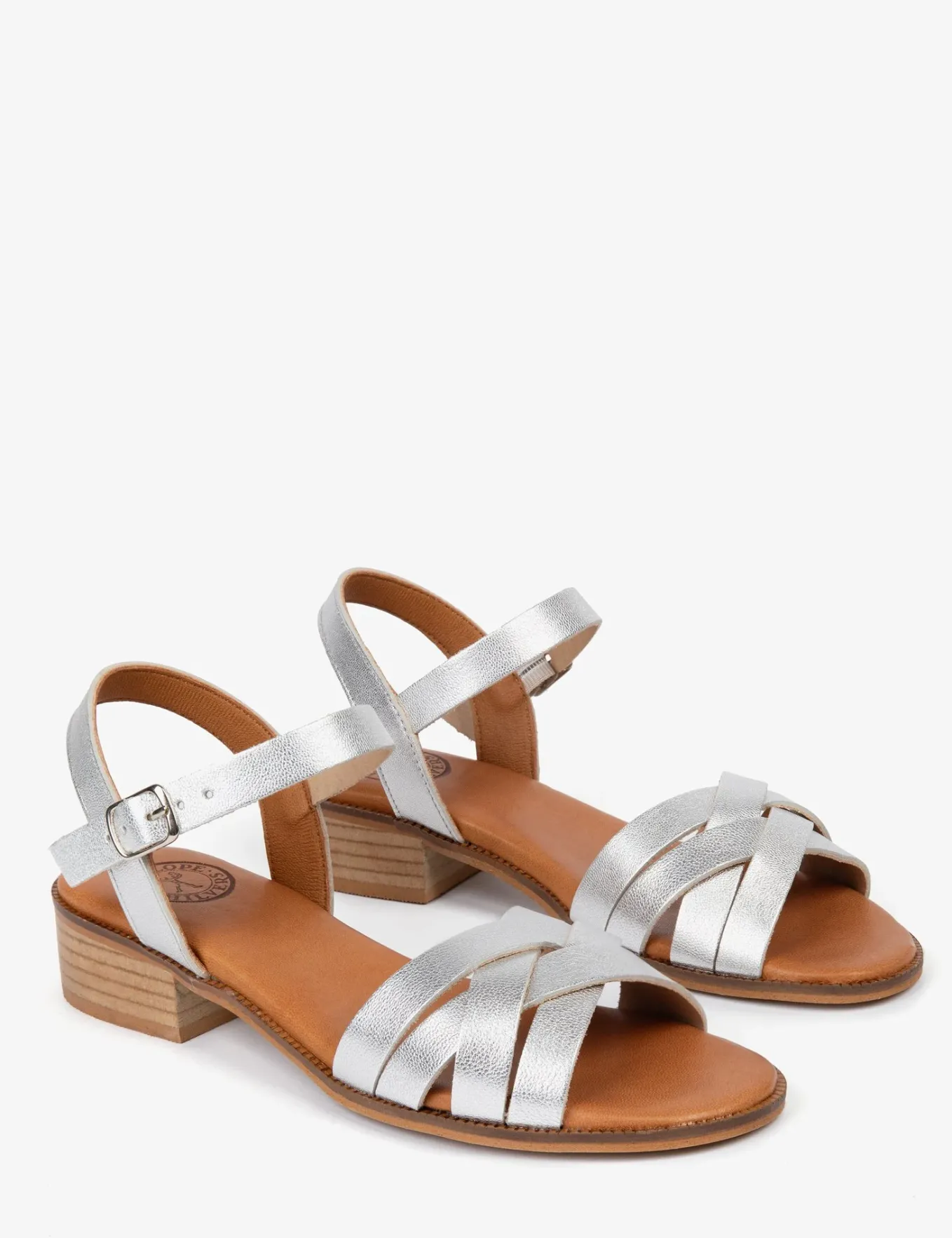 Penelope Chilvers Heeled Shepherdess Metallic Leather Sandal