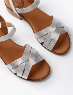 Penelope Chilvers Heeled Shepherdess Metallic Leather Sandal