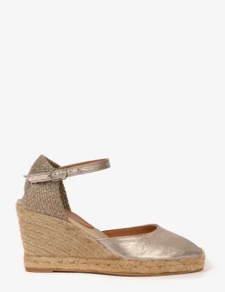 Penelope Chilvers High Mary Jane Metallic Leather Espadrille
