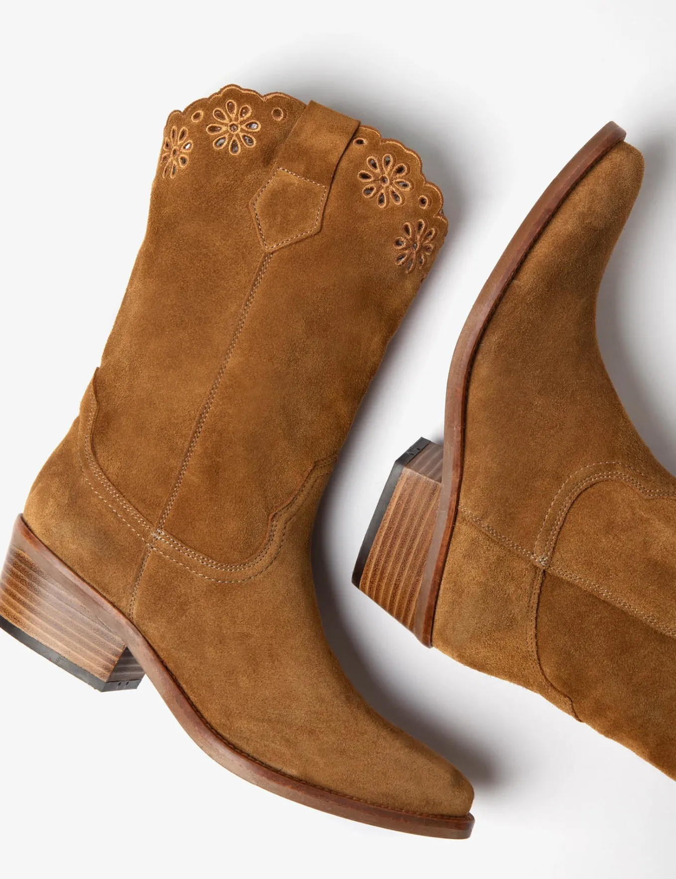 BOY Penelope Chilvers Jesse Broderie Suede Cowboy Boot