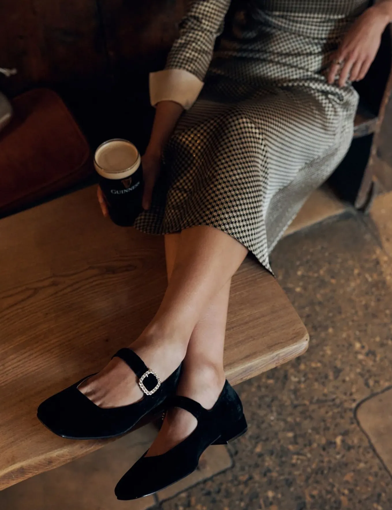 Penelope Chilvers Low Mary Jane Diamante Velvet Shoe