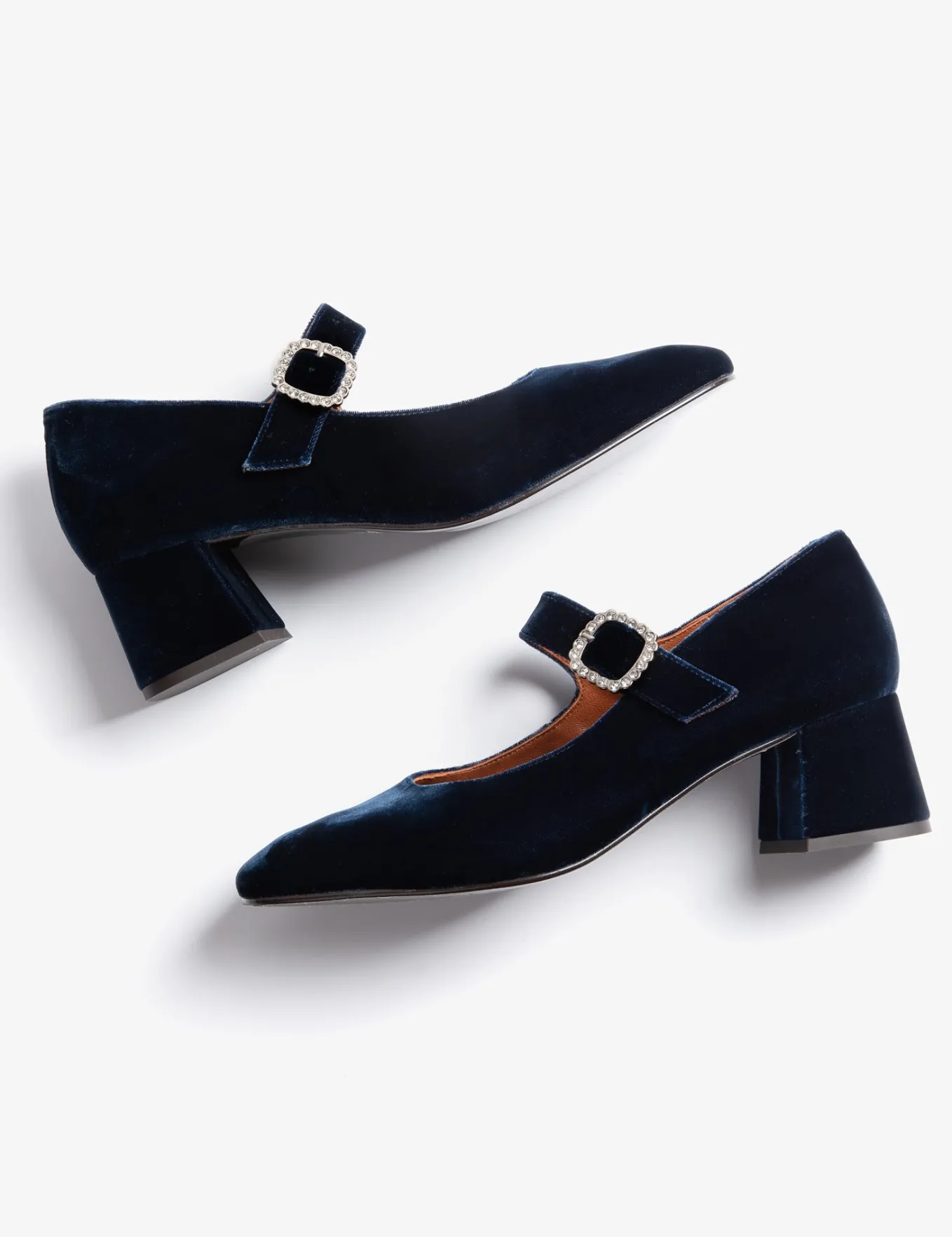 Penelope Chilvers Mid Mary Jane Diamante Velvet Shoe