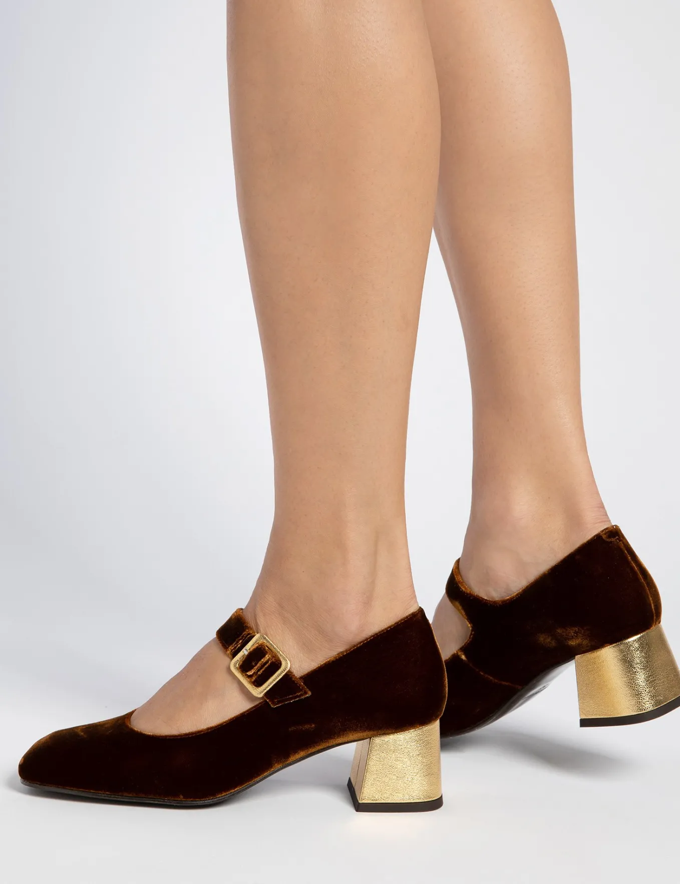 Penelope Chilvers Mid Mary Jane Velvet Shoe