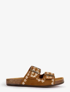 Penelope Chilvers Pool Suede Embroidery Slide